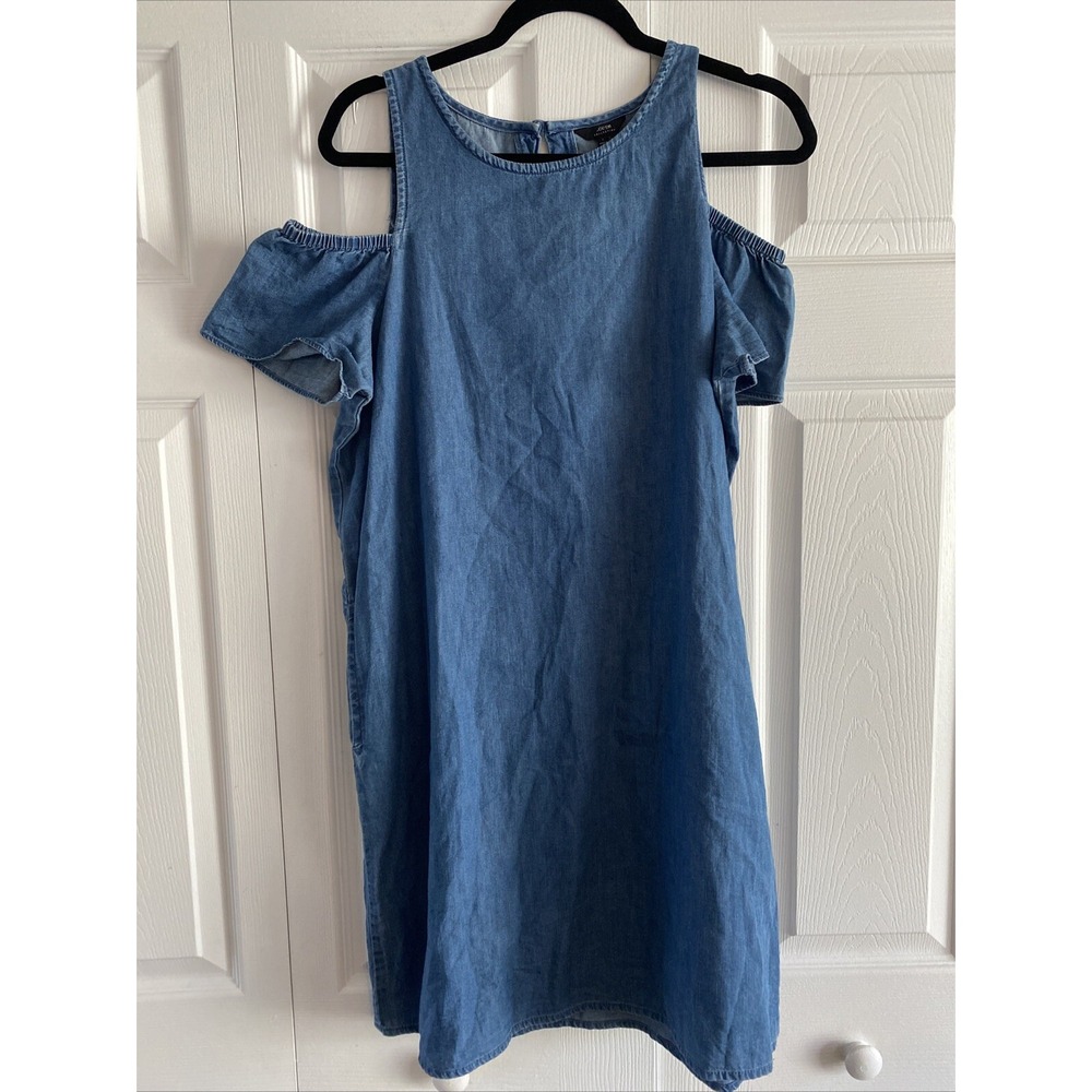 Joe's Jeans Collection Cold Shoulder Denim Shift Dress Womens Size S Blue Cotton